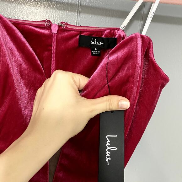 NEW Lulus My Dream Come True Pink Velvet Strapless Elegant Maxi Dress L - Picture 5 of 10